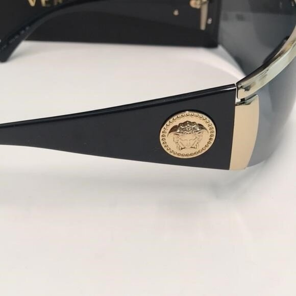 New Versace™ VE2197 Shield Sunglasses – Gold Frame / Grey Mirror Lenses - Picture 13 of 13